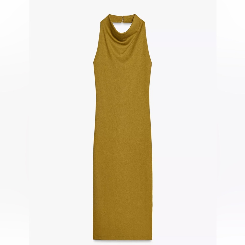 Zara Mustard Halter Maxi Dress